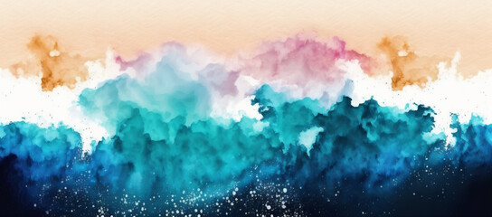 Obraz premium Watercolor sea beach , watercolor illustration on white background, ai generated
