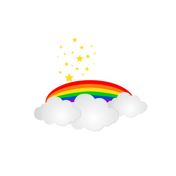 Moonbow, Moon and star with clouds vector illustration clip-art