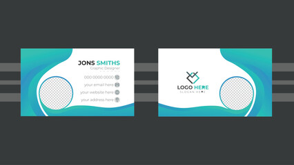 Double-sided creative business card print  template for corporate style. Personal visiting card with company logo. Vector illustrator 