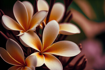 Obraz na płótnie Canvas Beautiful frangipani flower, nature, flowers & gardens, Generative AI