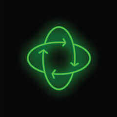 VR icon outline vector. Virtual travel. Reality map neon color isolated on black