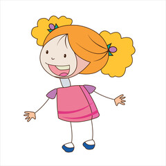 Vector cute girl of a simple cartoon illustration art.