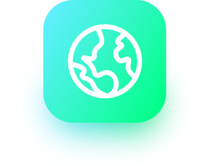 Globe icon in square gradient colors. World signs illustration.