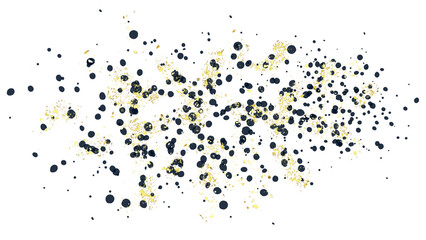 Splash paint with gold glitter elements, abstract overlay design with golden decoration