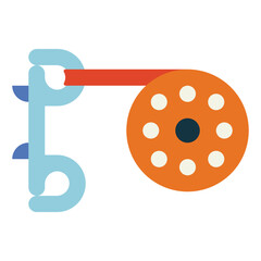 diving spool reel flat icon style