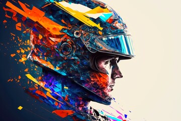 graphic image of race car driver in formula one racing competitions, generative ai, created with generative ai