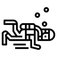 scuba diving line icon style