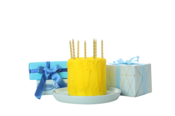 Concept of Happy Birthday, Happy Birthday cake, isolated on white background