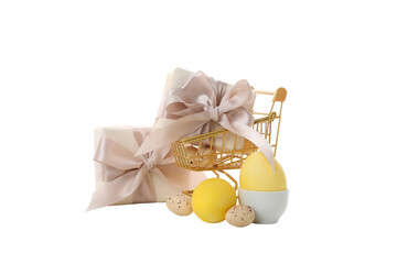 Concept of Easter shopping, isolated on white background