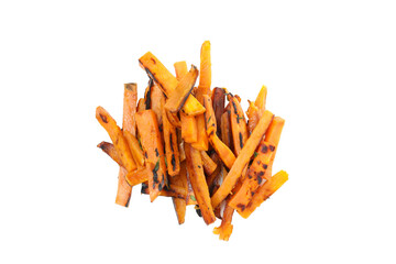 Fried sweet potato, isolated on white background