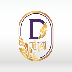 concept of  letter D, logotype design  Thai art style 