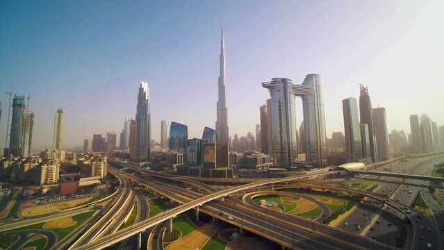 Aerial View of Burj Khalifa and Downtown Dubai Skyline, United Arab Emirates