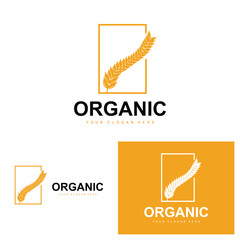 Wheat Rice Logo, Agricultural Organic Plants Vector, Luxury Design Golden Bakery Ingredients