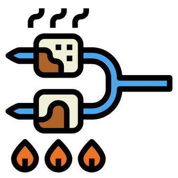 marshmallows roasting over fire clip art preview