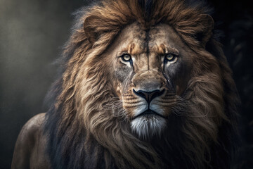 Obraz na płótnie Canvas portrait of a lion created with Generative AI technology