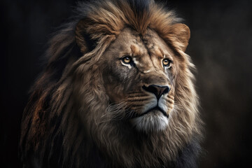 Fototapeta na wymiar portrait of a lion created with Generative AI technology