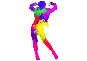 Fototapeta na wymiar Watercolor Dancer drawing, silhouette of a dancing person, Watercolor dancing, Hiphop, Classical
