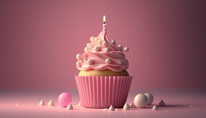 Adding a Festive Touch: Cupcake with Candle for Celebrations and Special Occasions