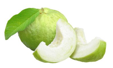 Guava fruit isolated on transparent background, PNG image.