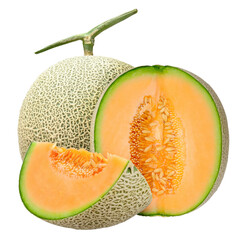Fresh Melon and sliced isolated on transparent background, PNG image