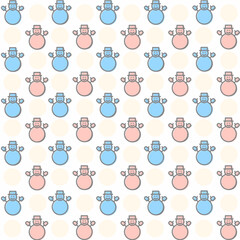 Seamless pattern with cute snowmans
