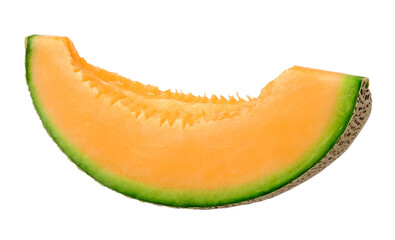 Slice orange color melon isolated on transparent background, PNG image