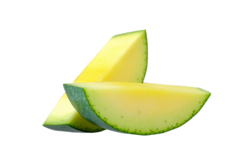 Slice of Green mango isolated on transparent background, PNG image