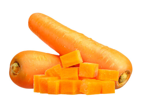carrot and cube sliced isolated on transparent background, PNG image