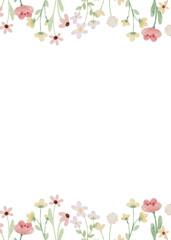 watercolor tiny wild flower botanical frame