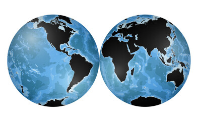Highly detailed World Map silhouette in globe shape of Earth. Nicolosi globular projection – 3D.