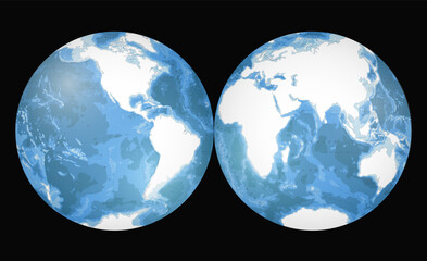 Highly detailed World Map silhouette in globe shape of Earth. Nicolosi globular projection – 3D.
