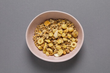 Photo of uncooked food for breakfast - muesli