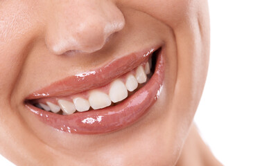 Obraz premium Thats a perfect smile. a womans mouth and teeth.