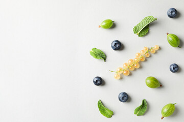 Concept of fresh food, berries, space for text
