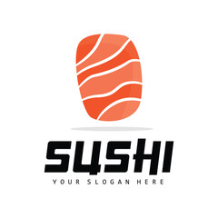 Sushi Logo, Japanese Food Sushi Seafood Vector, Japanese Cuisine Product Brand Design, Template Icon