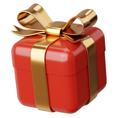 3d rendering red gift box golden ribbon concept illustration