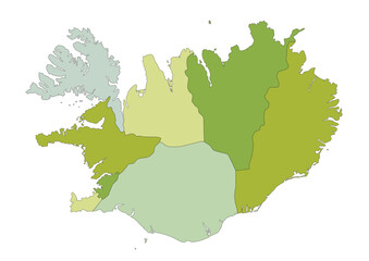 Highly detailed editable political map with separated layers. Iceland.