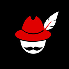 Hat, mustache. And feather Happy Father’s Day labels. Flat style vector logo and emblems for barbershop, greeting card, men's club, t-shirt design vector illustration