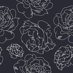 Rose seamless border pattern. on dar background Ornament for wedding invitations or greeting cards