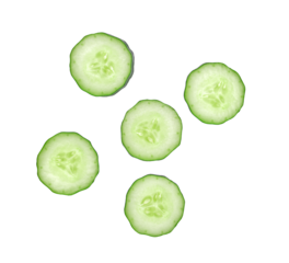 Fresh cucumber on transparen png, top view