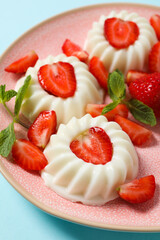 Delicious and sweet dessert - Panna Cotta, composition for tasty dessert concept