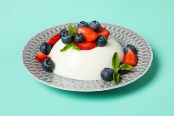Delicious and sweet dessert - Panna Cotta, composition for tasty dessert concept