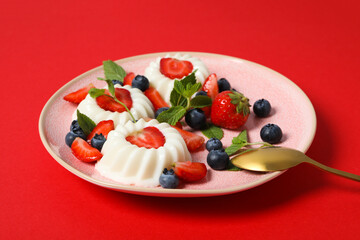 Delicious and sweet dessert - Panna Cotta, composition for tasty dessert concept