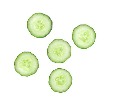 Fresh cucumber on transparen png, top view