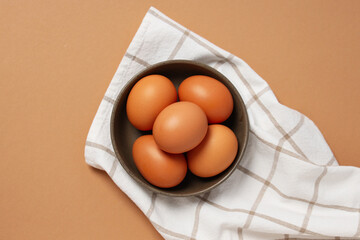 Ingredient for cooking dishes- eggs, top view
