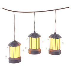 3D Ramadan Lantern Three Lantern Decoration illustration
