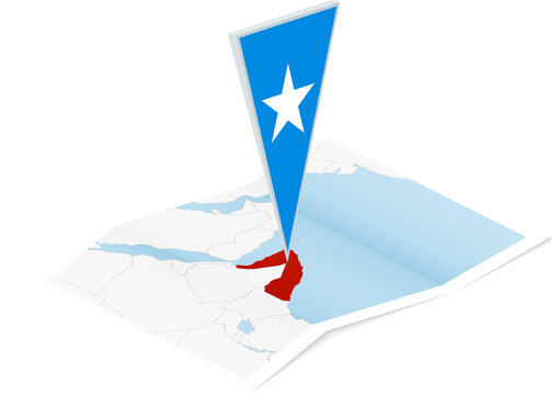 Somalia map with triangular flag in Isometric style