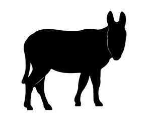 Vector flat donkey silhouette isolated on white background