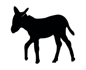 Vector flat donkey silhouette isolated on white background