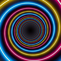 Abstract Pseudo Depth Spiral background, neon lights
